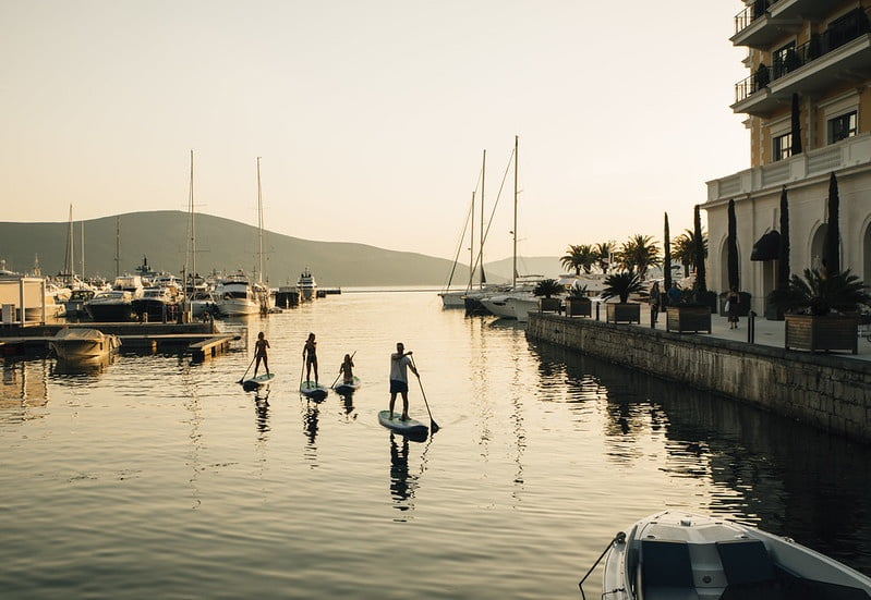 Family on the sup boards