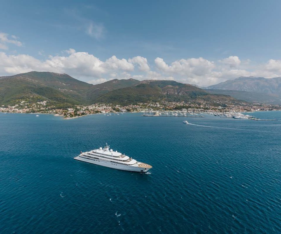 Yacht in the sea near the coastline