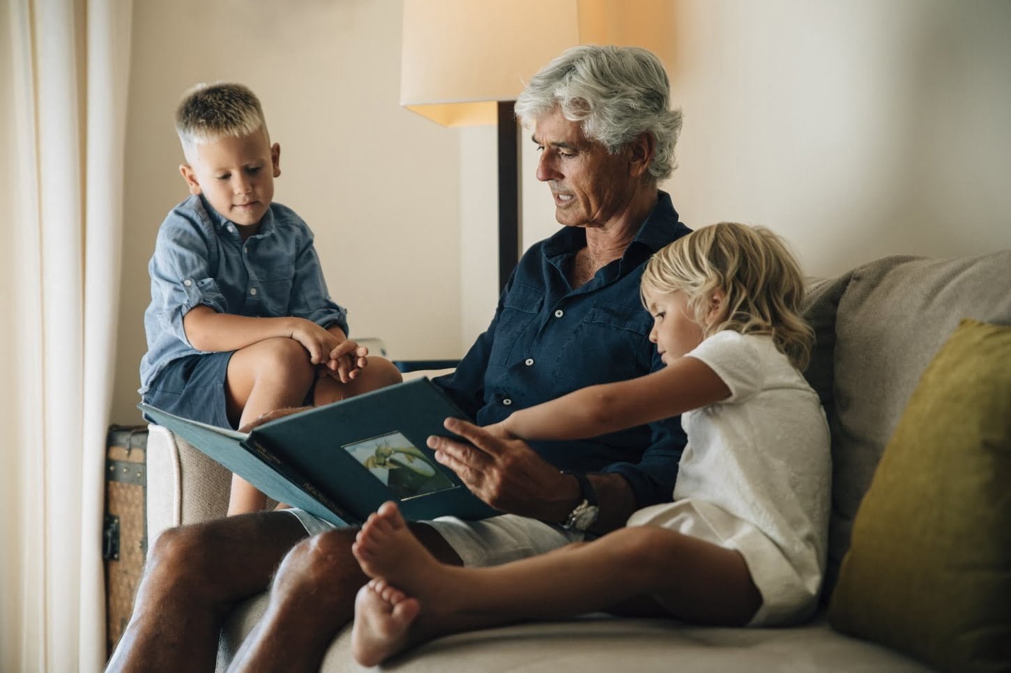 Father and two children