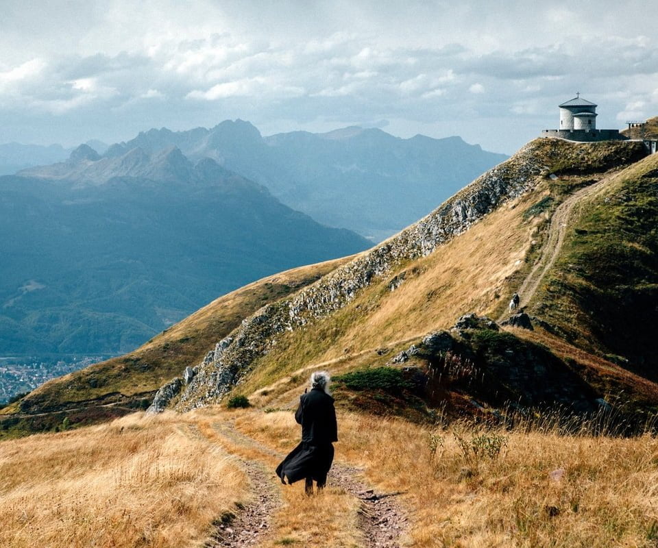 Person walking in Montenegro mountains