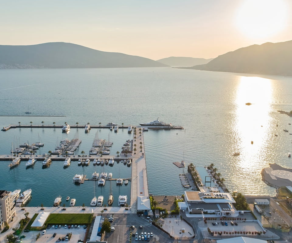 Aerial shot of the Marina at Porto Montenegro