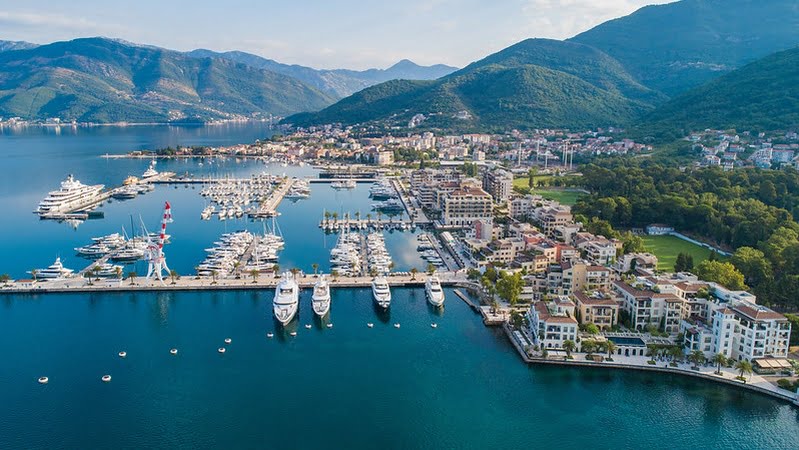 Areal view of marina