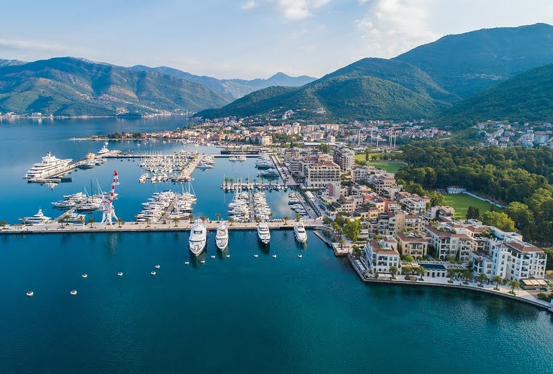 Areal view of marina