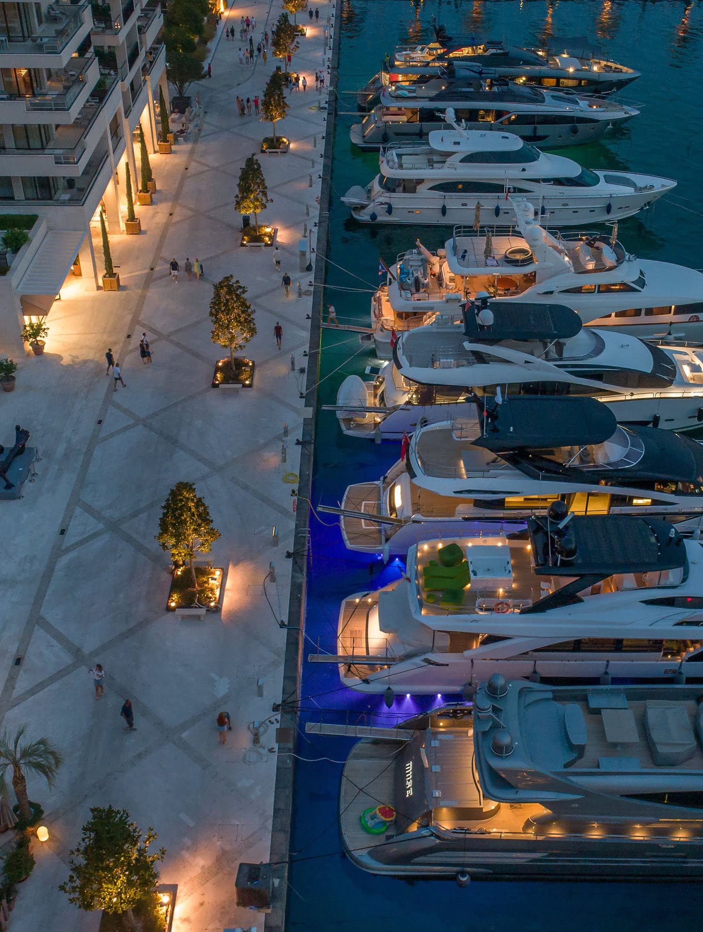 Porto Montenegro marina at night
