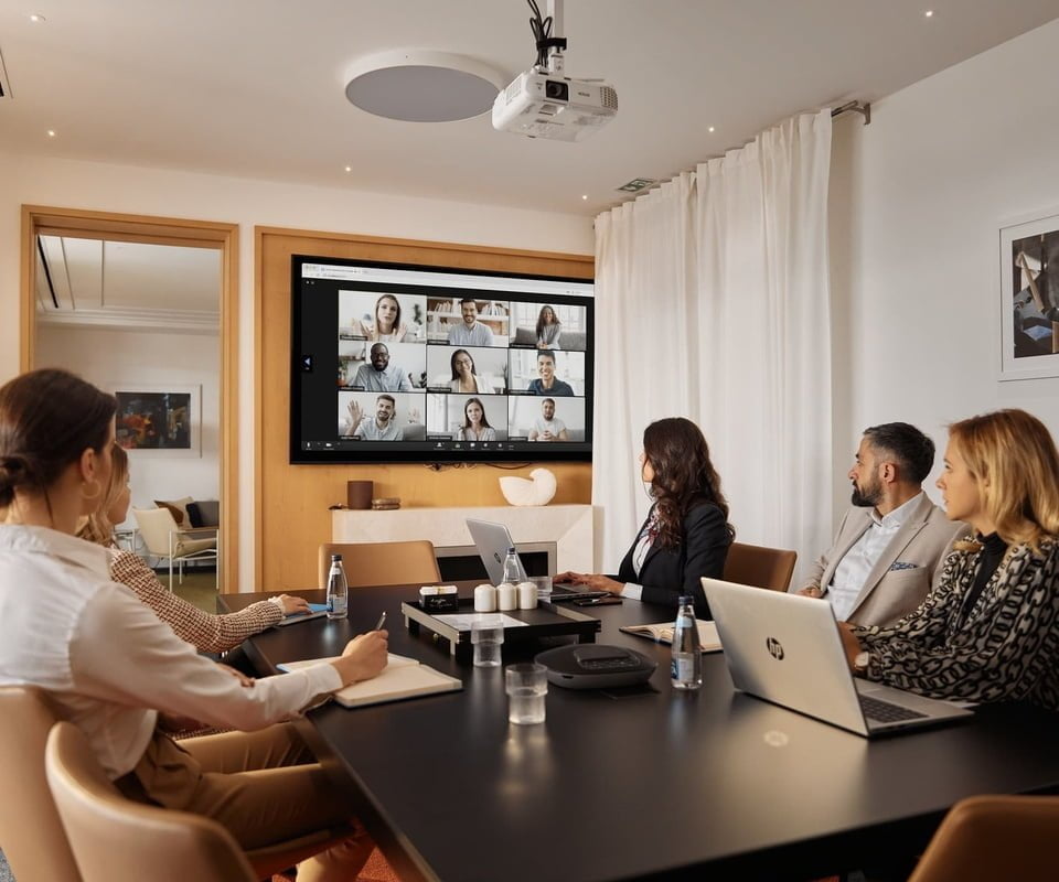 People co-working together in a room