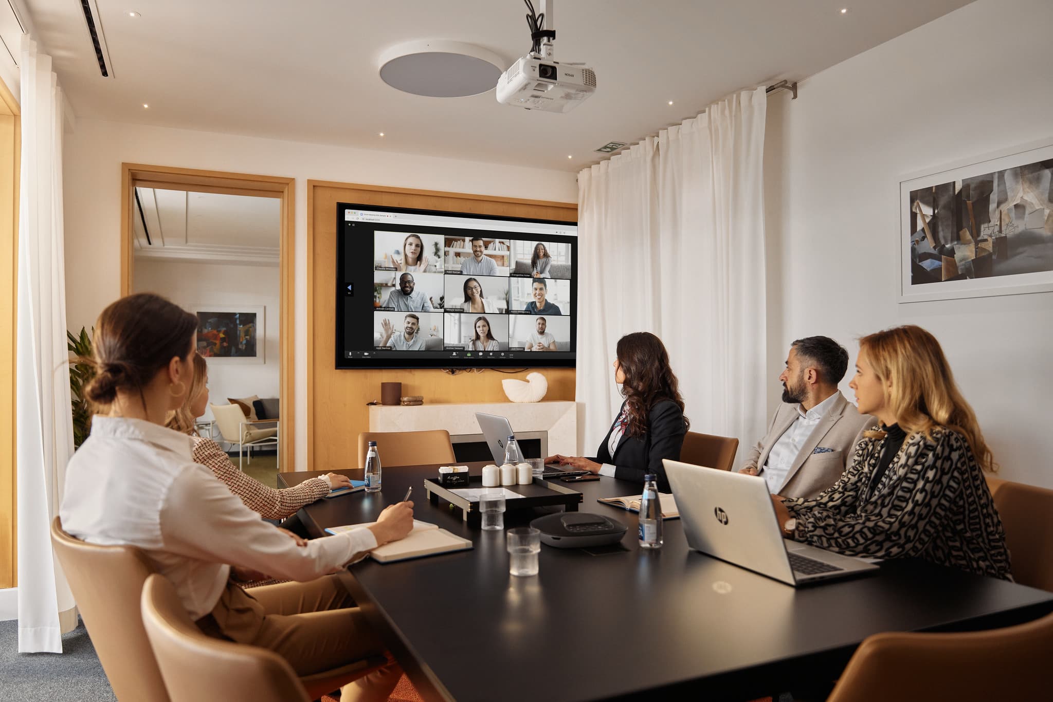 People co-working together in a room