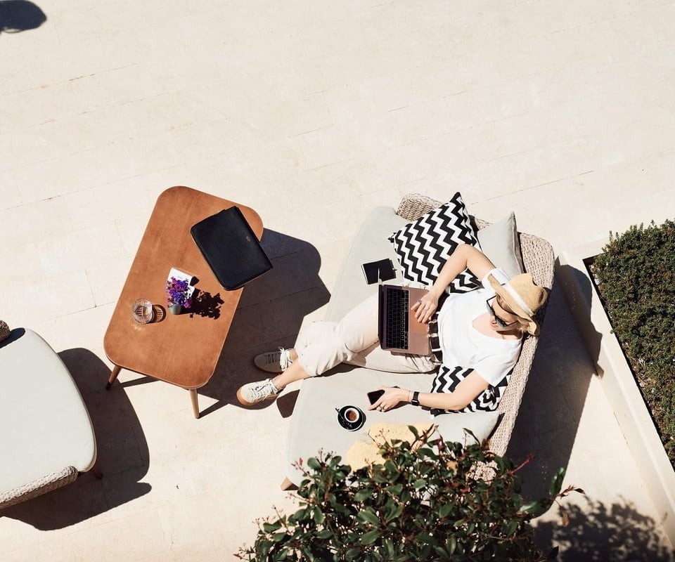 Woman working outside