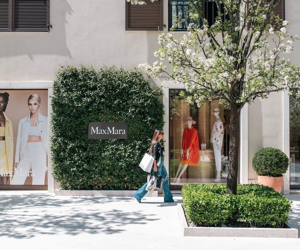 Woman shopping for high end fashion