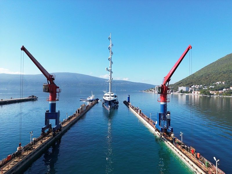 Yacht in the shipyard