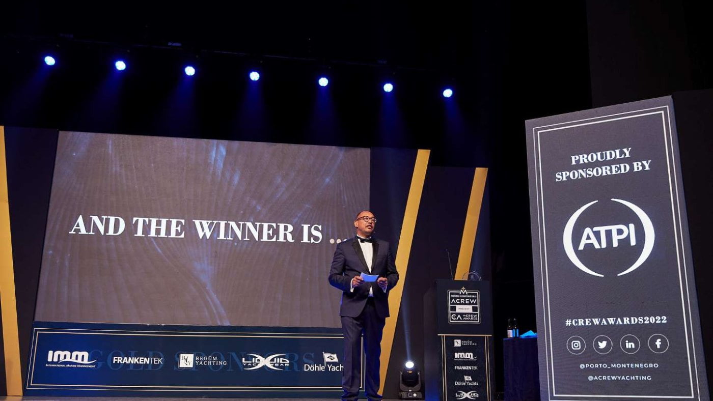 Man in the suite on the stage