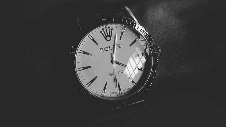 Rolex watch in black and white