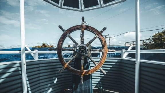 Rudder on the boat