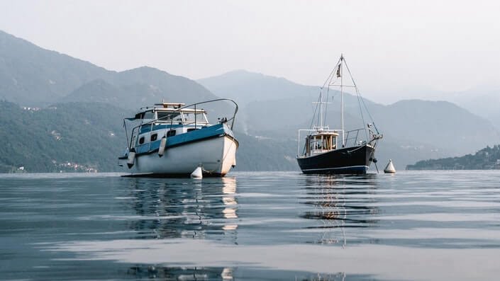 two boats at bay
