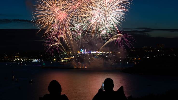 Fireworks on the sea
