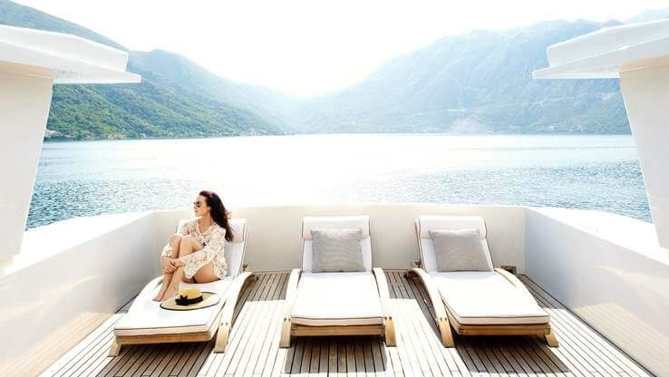 girl sunbathing bay