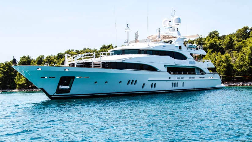White yacht in harbour