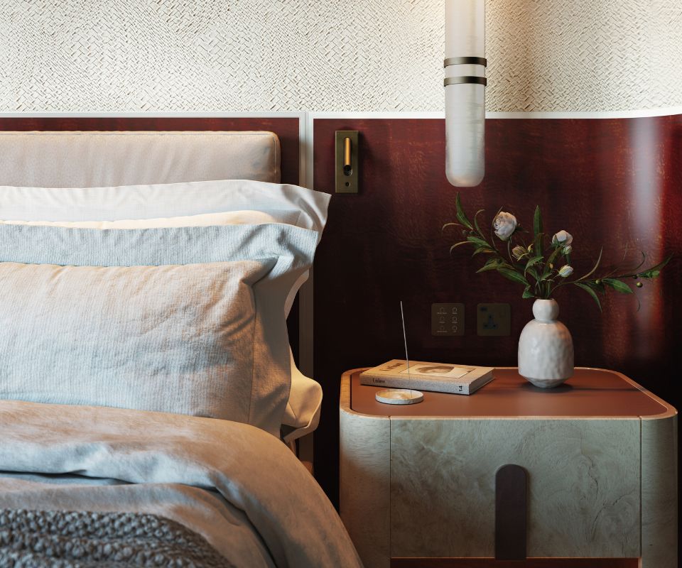 A lavish bed adorned with pristine white sheets, exuding an aura of tranquility and elegance.