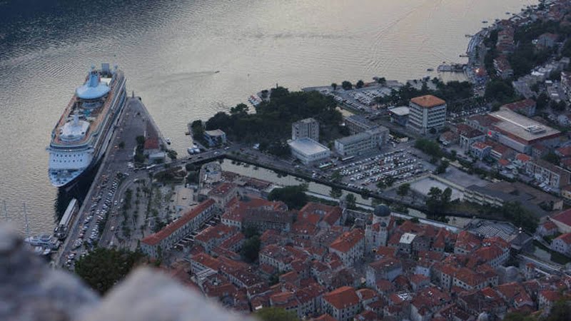 Old town, sea and ship
