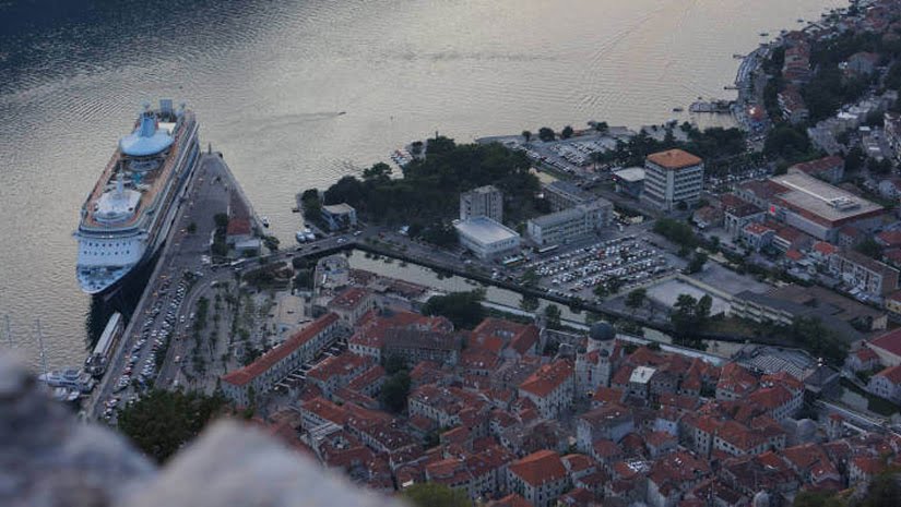 Old town, sea and ship