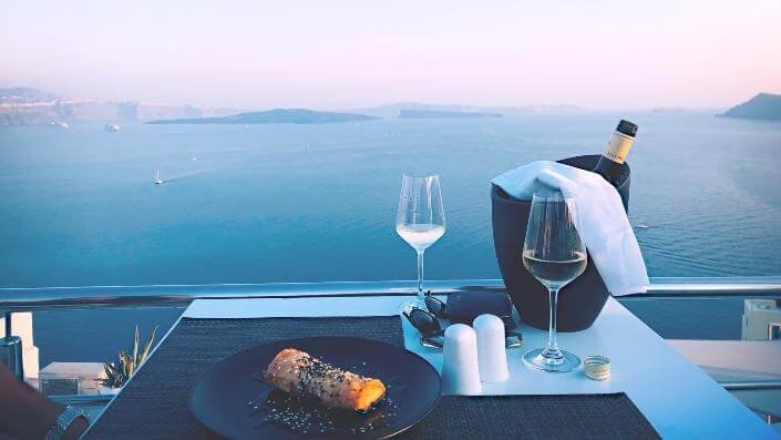 Luxury lifestyle food view drinks sea coasta