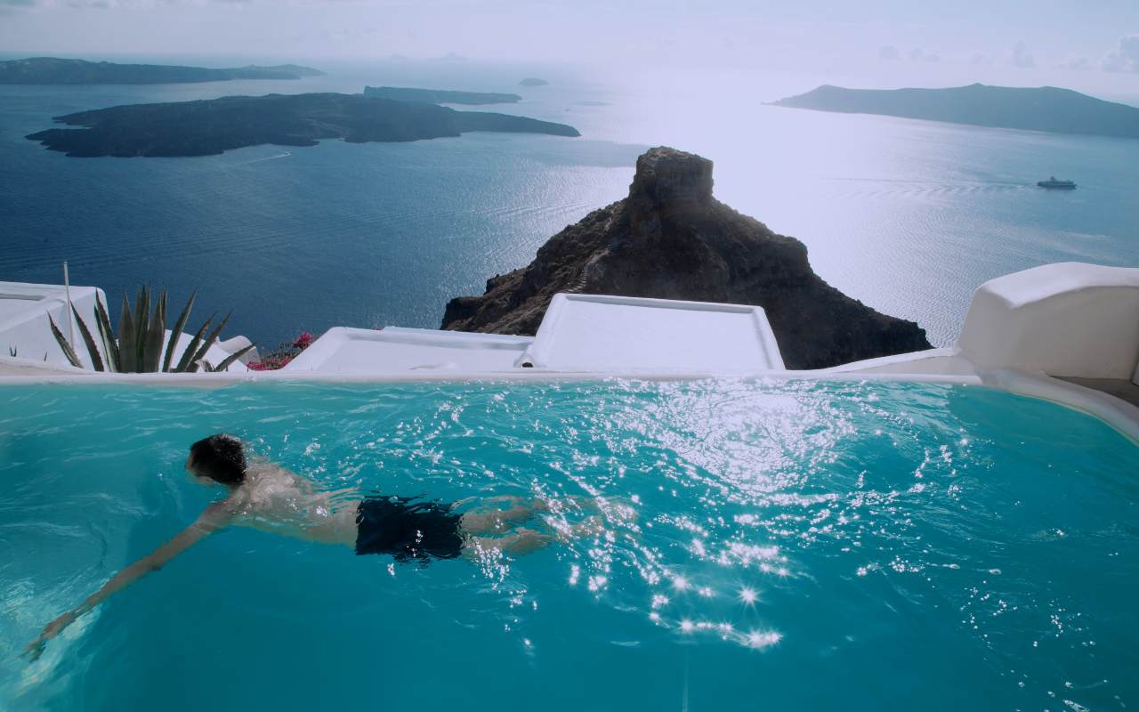 Man swimming in a pool