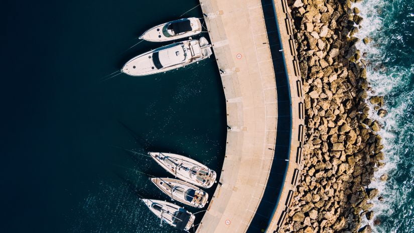 A yacht on a coast