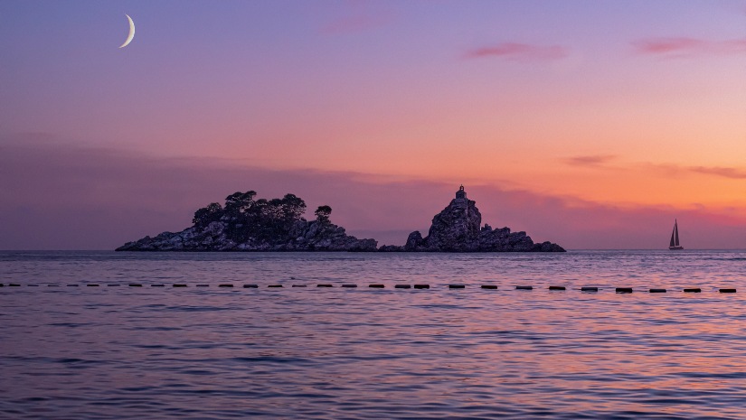 Sunset over the sea.