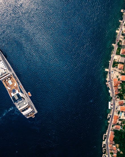 Boat coasting the Montenegro coast