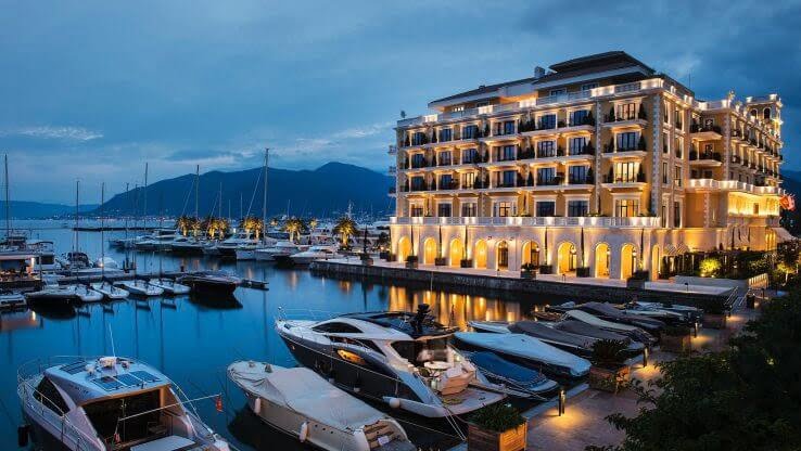Porto Montenegro at night, Marina