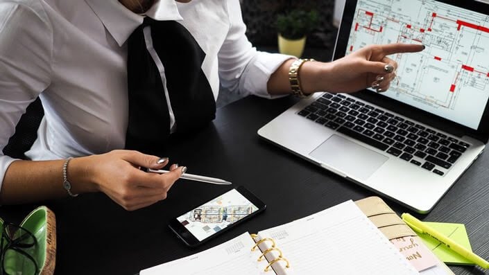 Real estate agent investing buying research