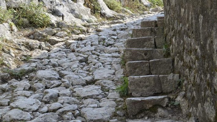 The stairs leading upwards