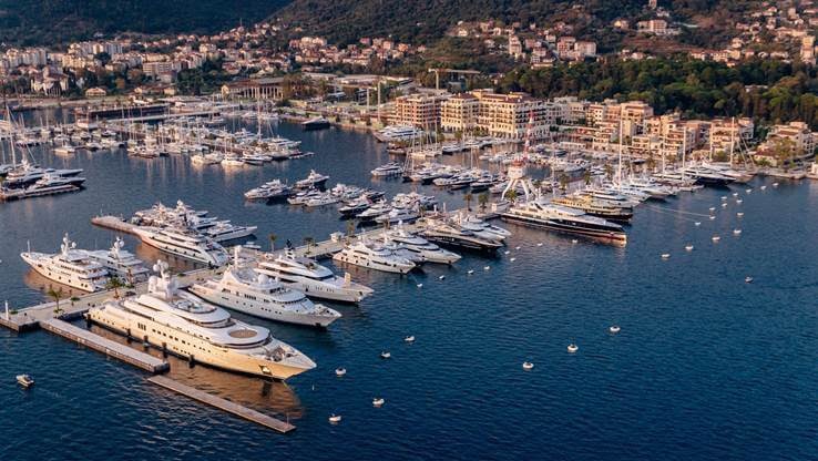 A port view with yachts.