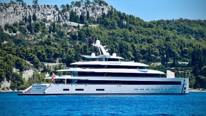 Big white yacht on the sea