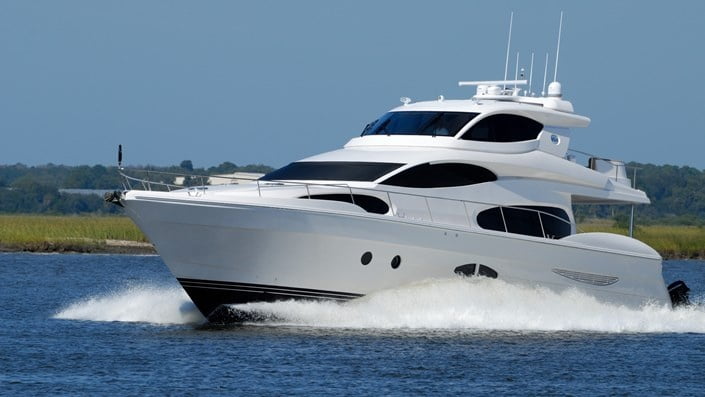 White yacht sailing on the sea