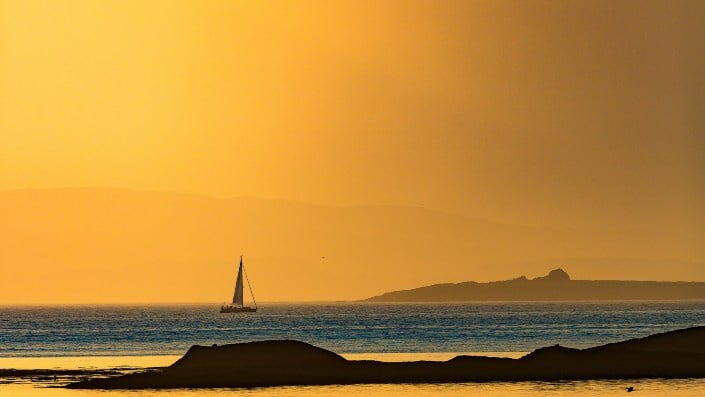 Yacht in the sunset