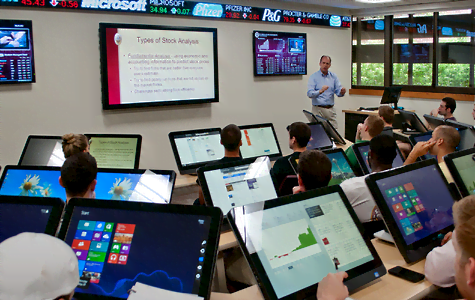Classroom individuals learning about trading